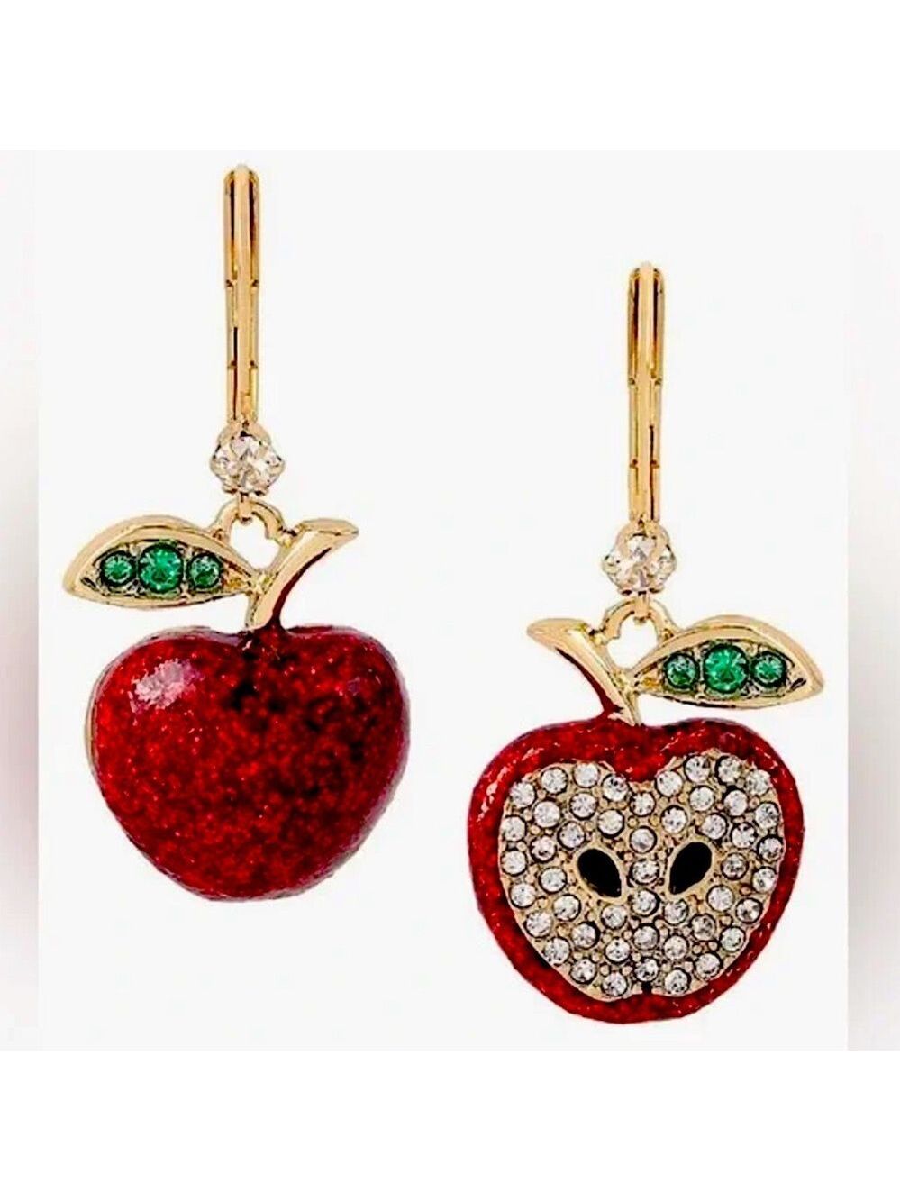 Betsey Johnson Back To School Apple Mismatched Earrings New